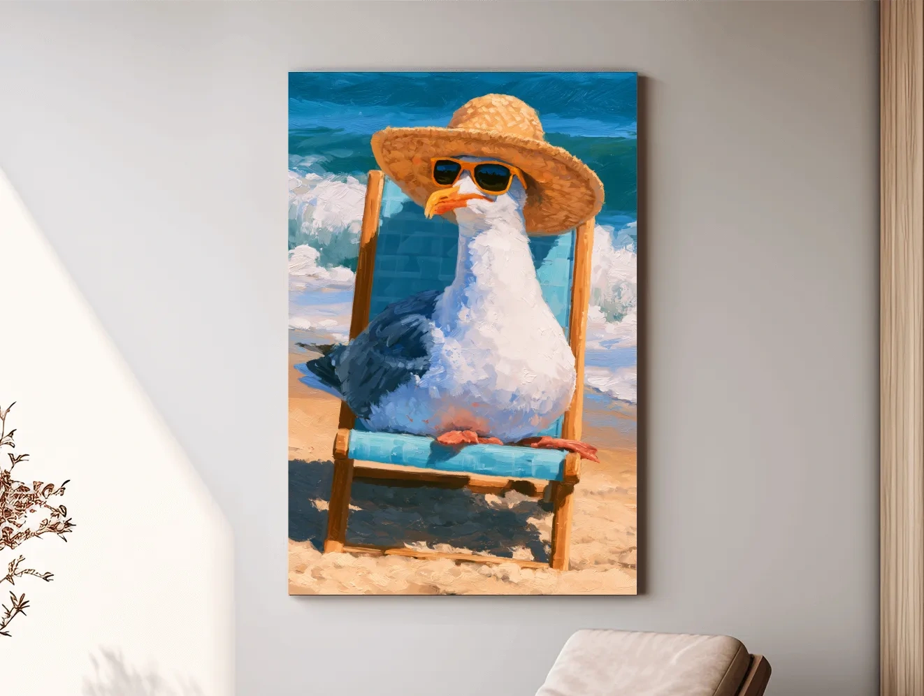 Playful Seagull In Sunglasses Painting - Coastal Wall Art