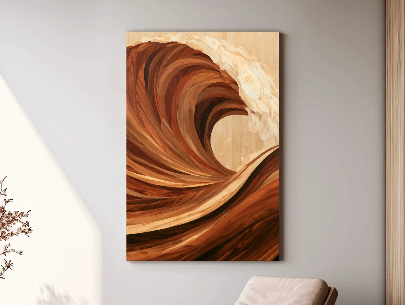 Wood Intarsia Crashing Wave - Ocean Wall Art