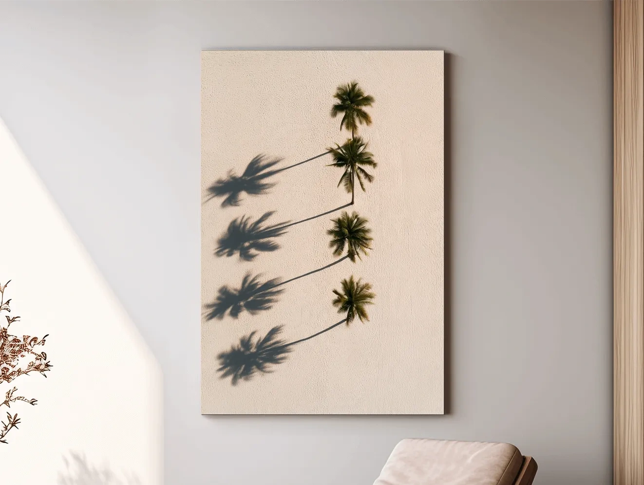 Aerial Tropical Palm Shadows - Minimalist Photographic Wall Art
