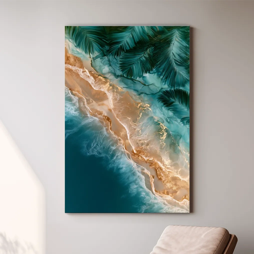 Surreal Aerial Tropical Shoreline - Abstract Mixed Media Wall Art