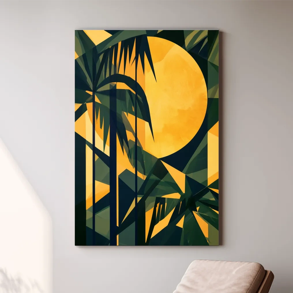 Geometric Tropical Palm Leaves - Mid-Century Abstract Wall Art