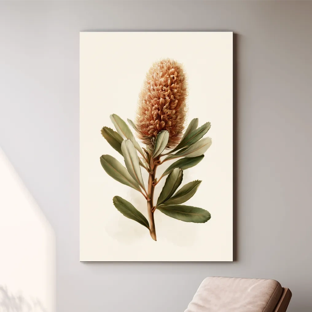 Vintage Banksia Botanical Illustration - Coastal Floral Wall Art