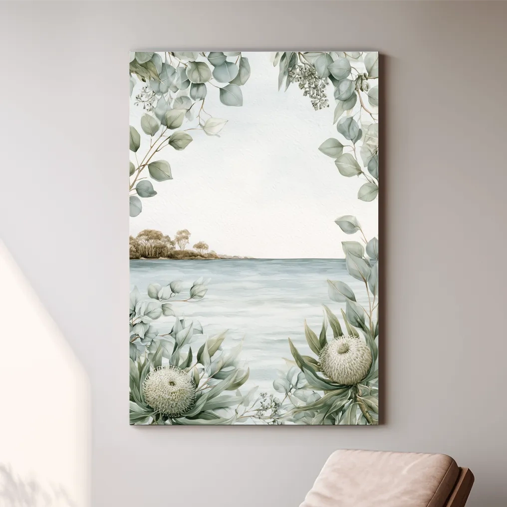 Coastal Eucalyptus And Banksia Painting - Serene Botanical Wall Art