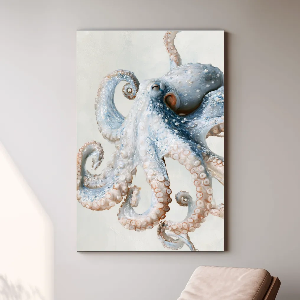 Hamptons Octopus Illustration - Minimalist Marine Life Wall Art