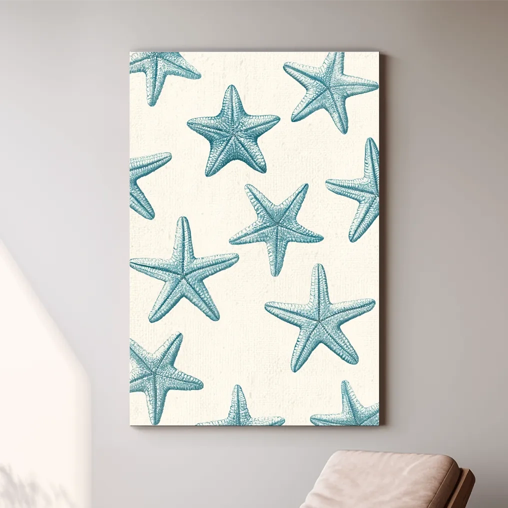 Hamptons Starfish Pattern - Minimalist Marine Life Illustration Wall Art