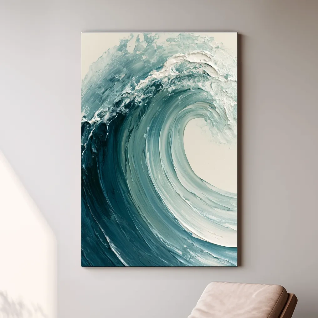 Abstract Crashing Ocean Wave - Impasto Style Coastal Wall Art