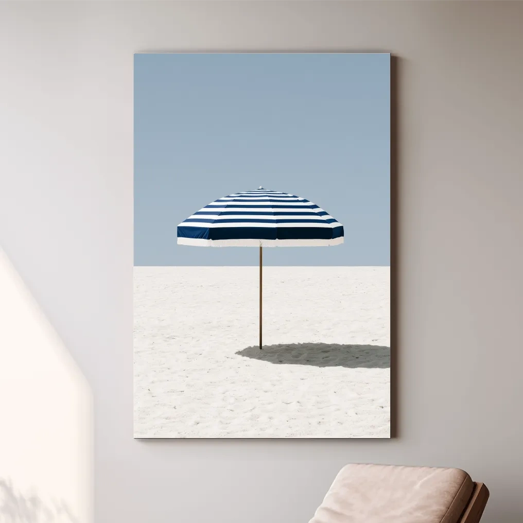 Minimalist Striped Beach Umbrella - Hamptons Photographic Wall Art