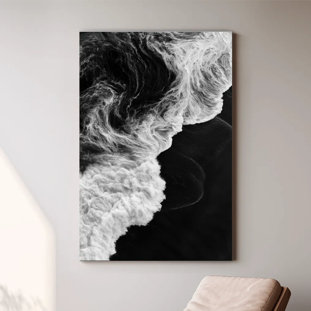 Aerial Abstract Ocean Waves - Black And White Photographic Wall Art