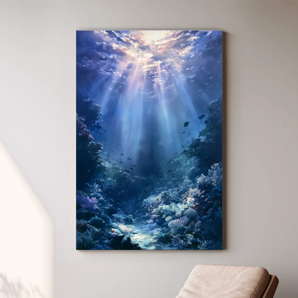 Sunlit Coral Reef Painting - Underwater Marine Artwork