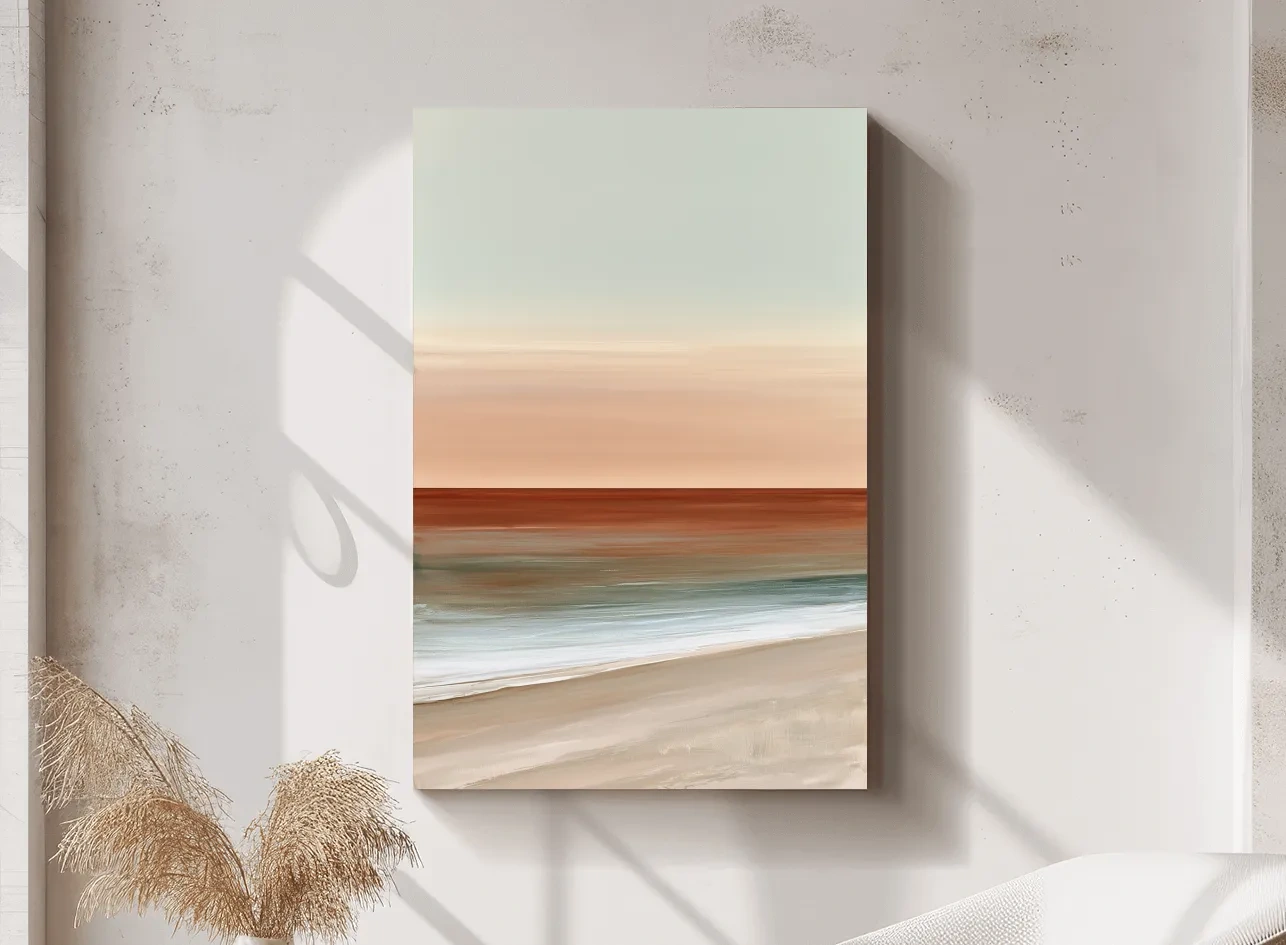 Minimalist Boho Ocean Horizon - Abstract Watercolour Wall Art