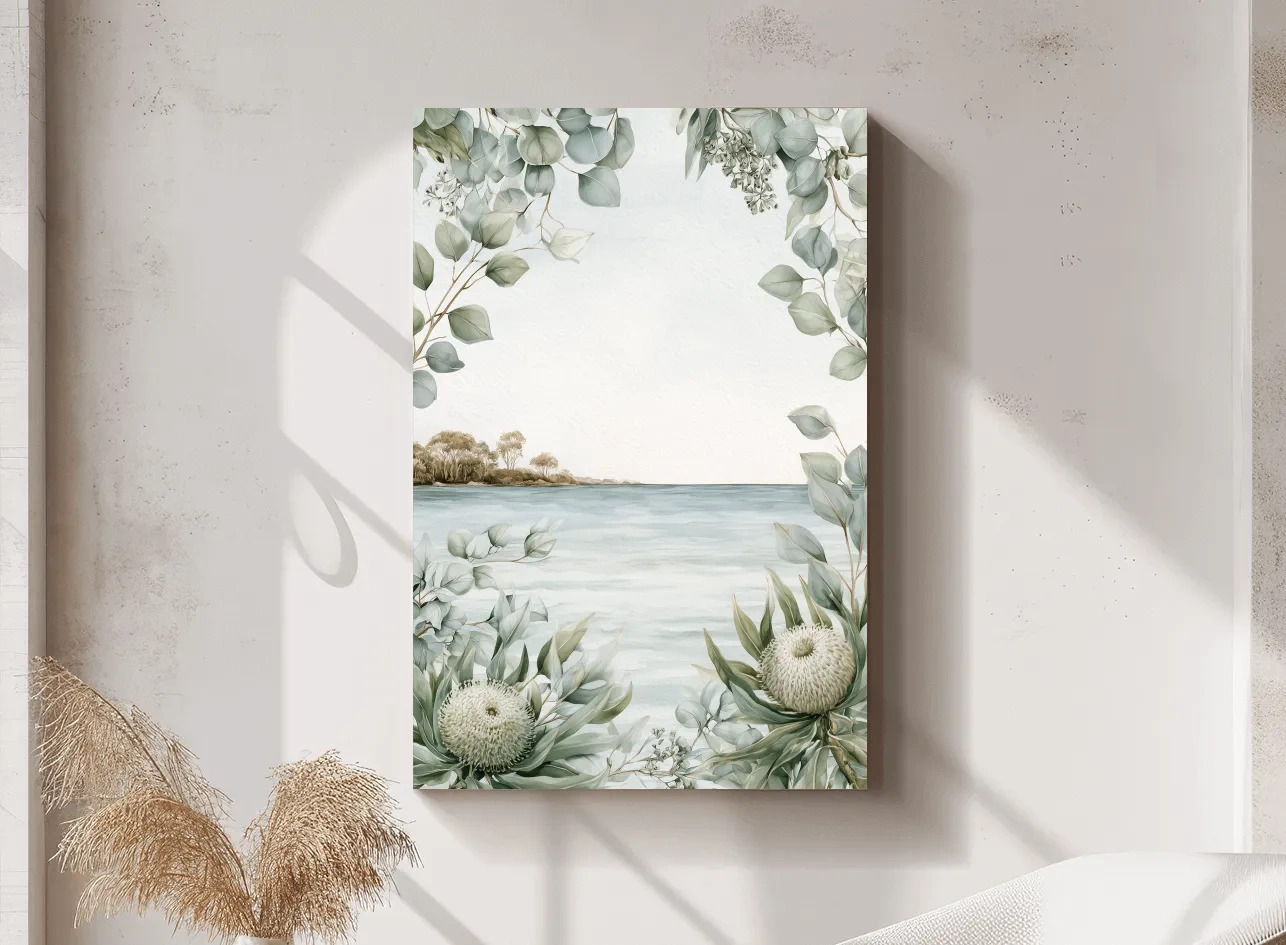Coastal Eucalyptus And Banksia Painting - Serene Botanical Wall Art