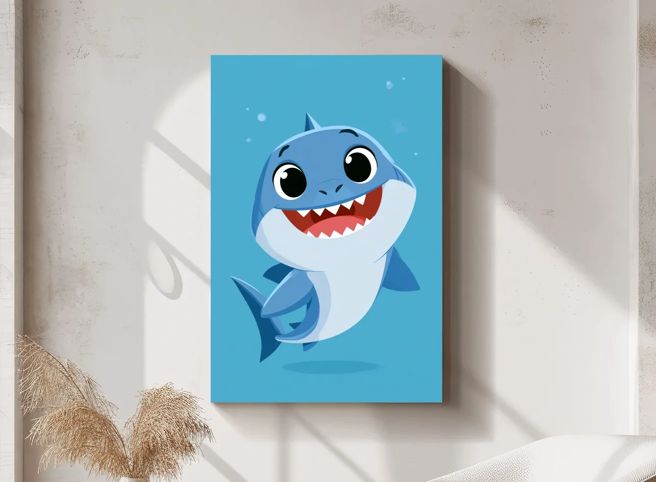 Cute Baby Shark Vector Illustration - Underwater Nursery Marine Life Art