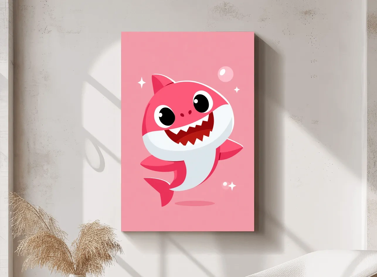 Cute Baby Shark Vector Illustration - Underwater Nursery Marine Life Art