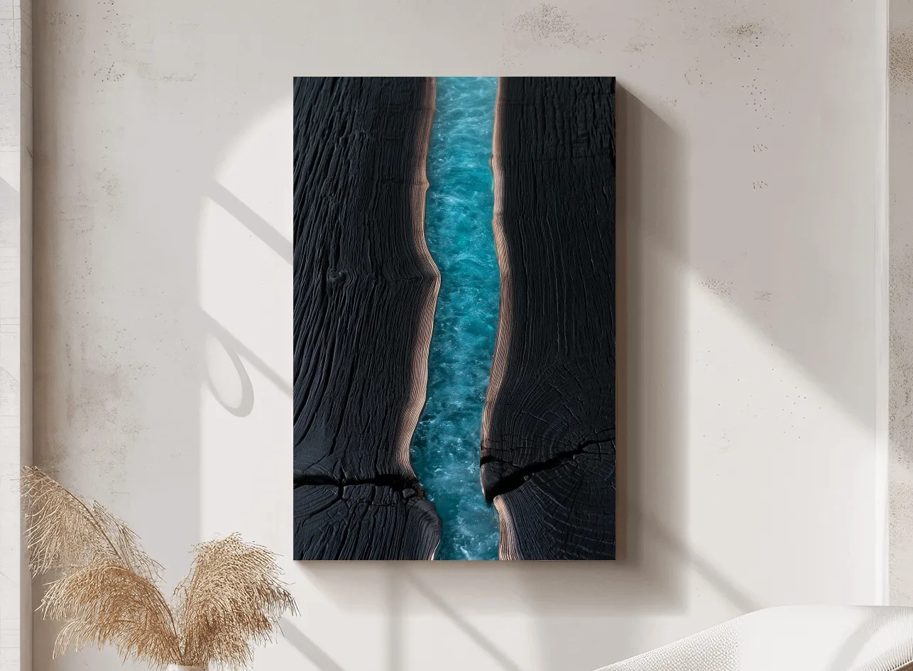 Driftwood Ocean Channel - Abstract Mixed Media Wall Art