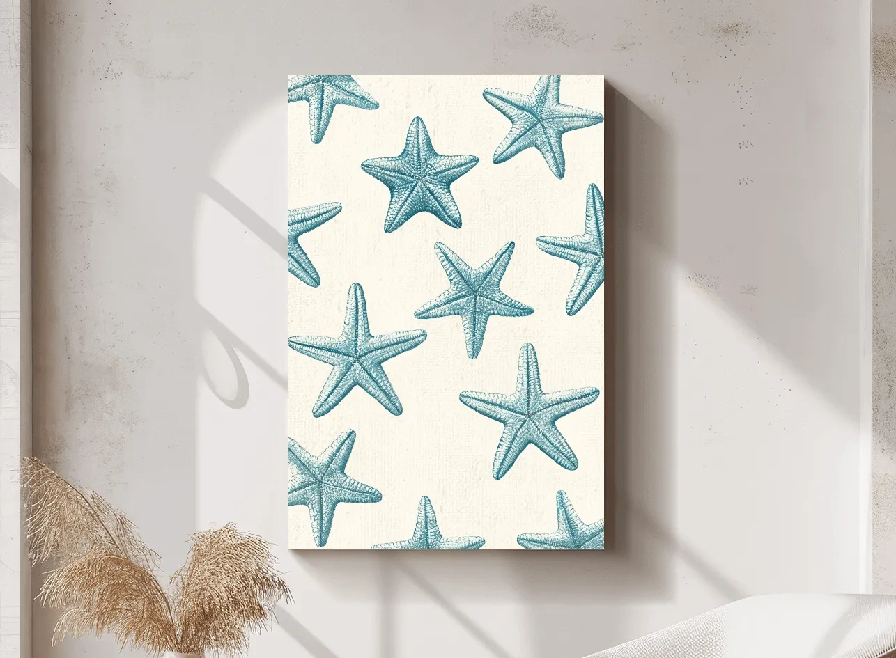 Hamptons Starfish Pattern - Minimalist Marine Life Illustration Wall Art