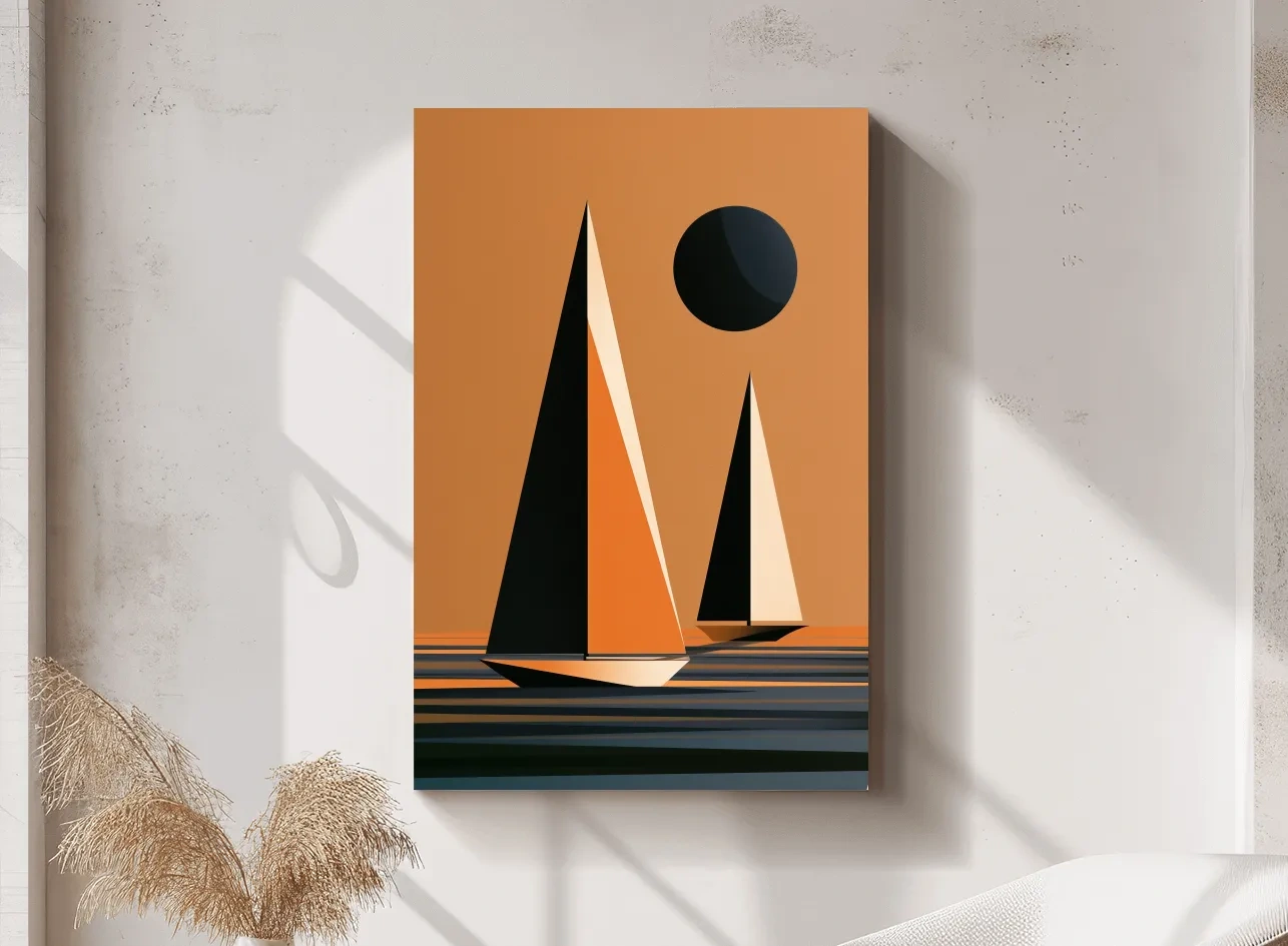 Mid-Century Sailboat Illustration - Minimalist Nautical Wall Art