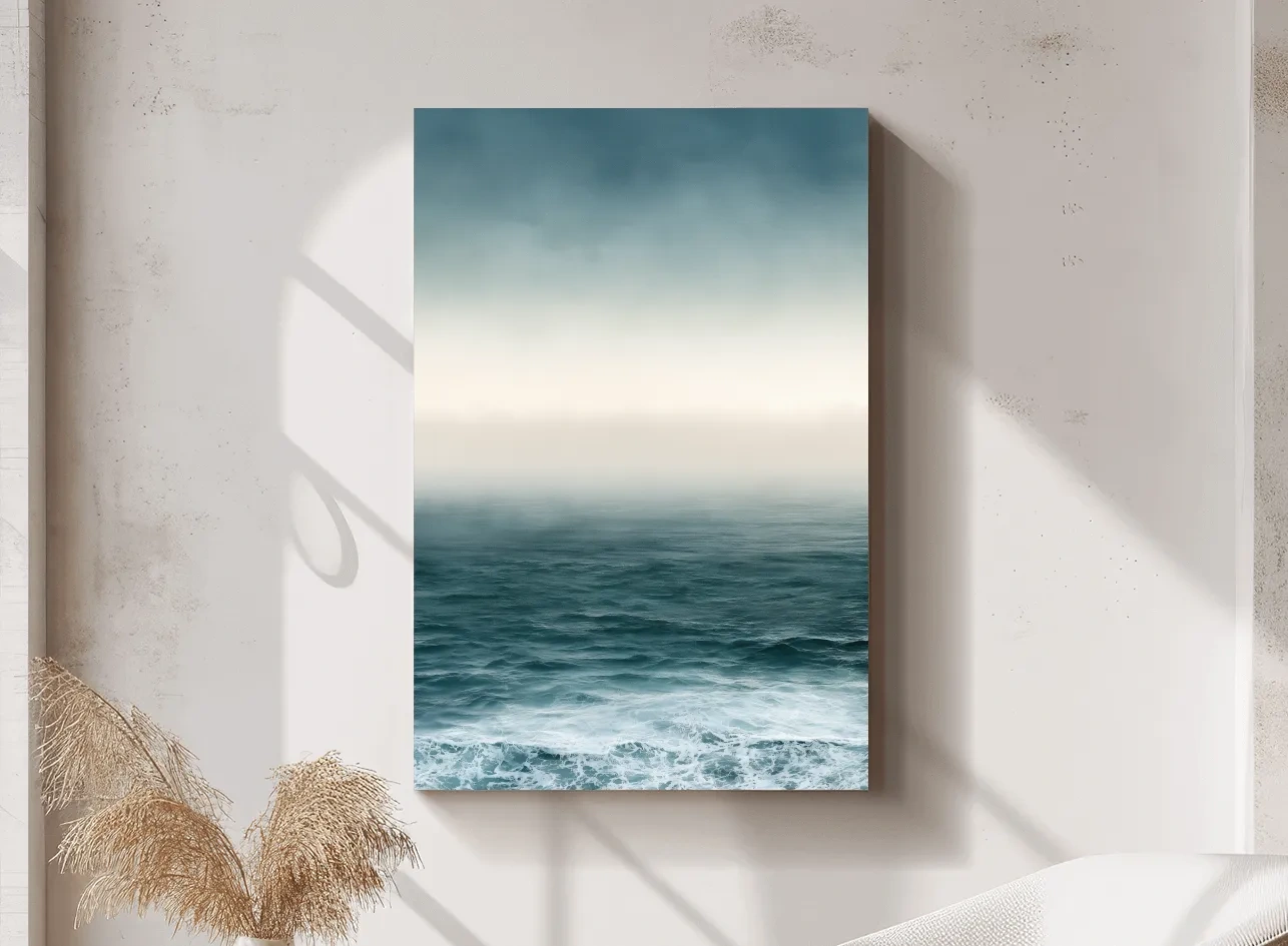 Misty Minimalist Ocean Horizon - Photographic Wall Art