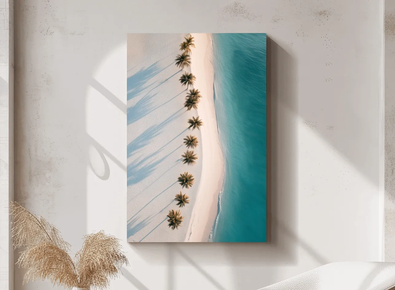 Aerial Tropical Palm Beach - Minimalist Photographic Wall Art