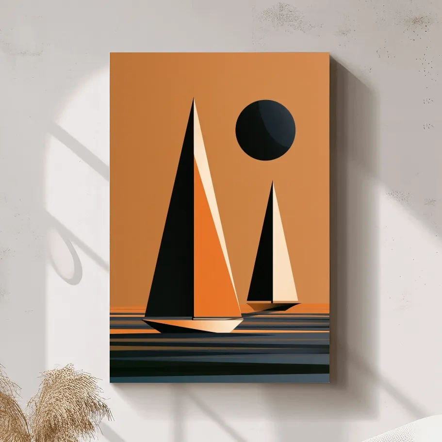 Mid-Century Sailboat Illustration - Minimalist Nautical Wall Art