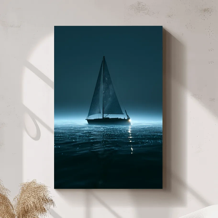 Surreal Sailboat Double Exposure - Photographic Ocean Wall Art