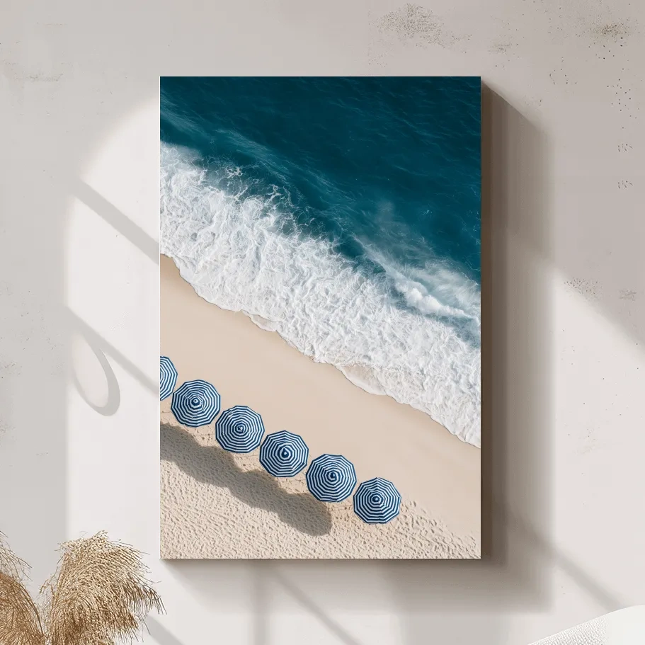 Aerial Beach Umbrellas - Photographic Wall Art