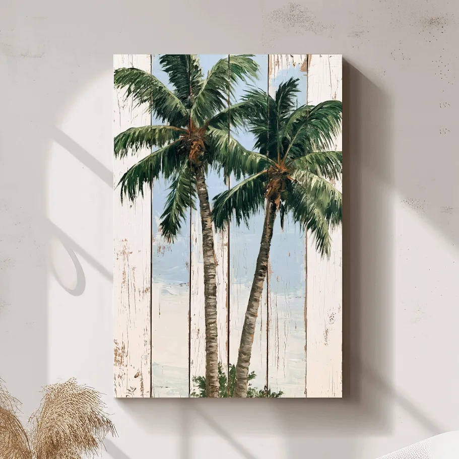 Tropical Palm Trees Painting - Rustic Style Wall Art