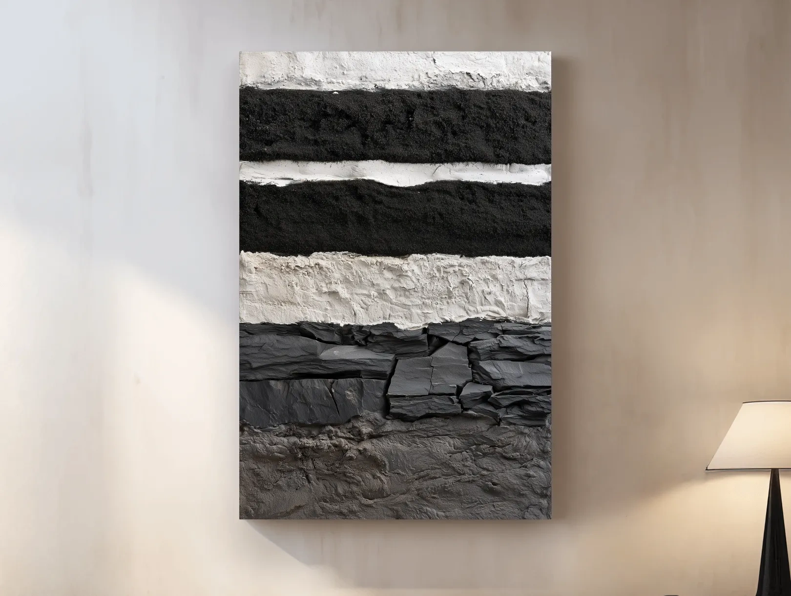 Layered Stone Strata Design - Abstract Mixed Media Wall Art