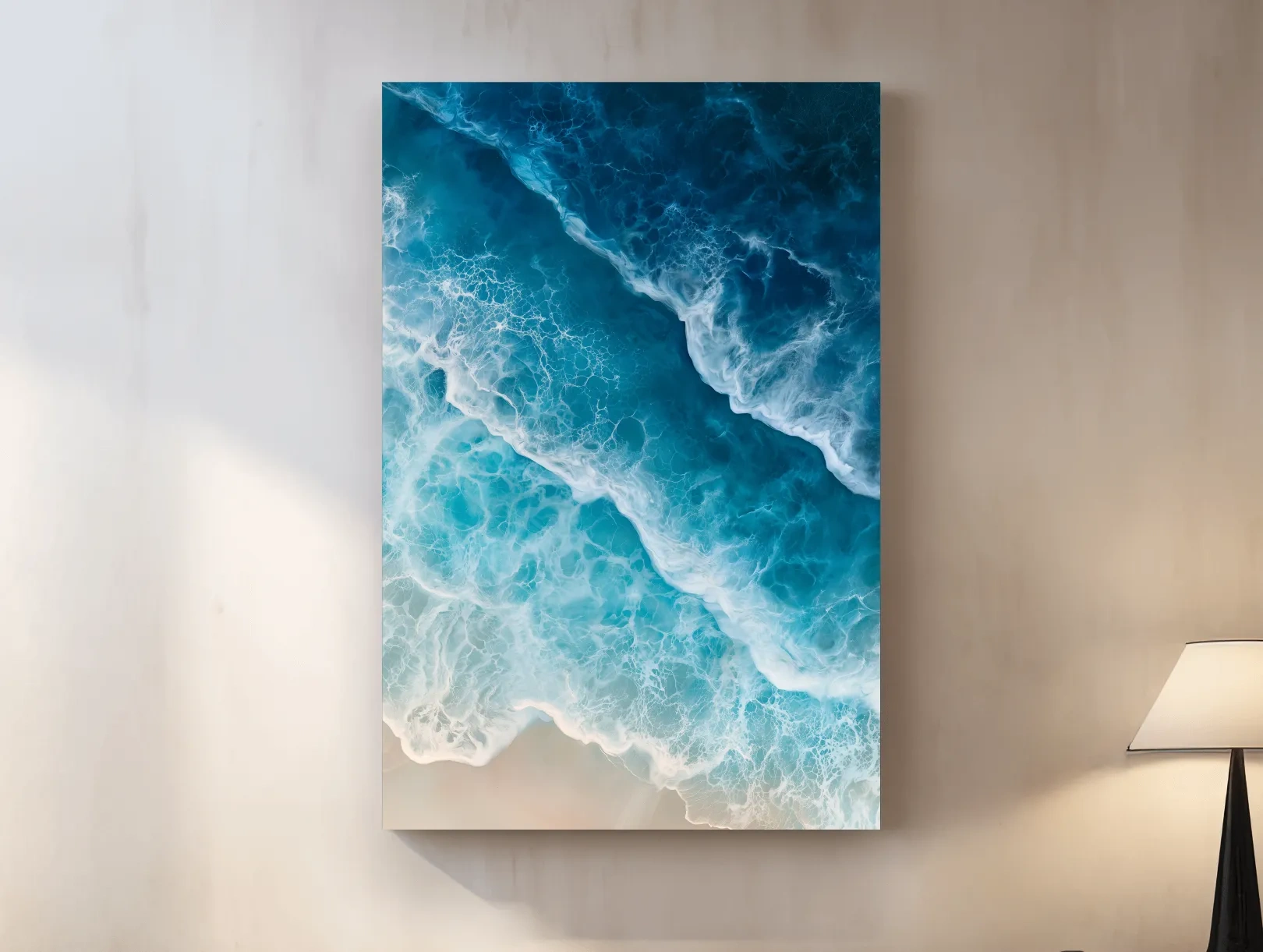Aerial Crashing Ocean Waves - Photographic Style Coastal Wall Art