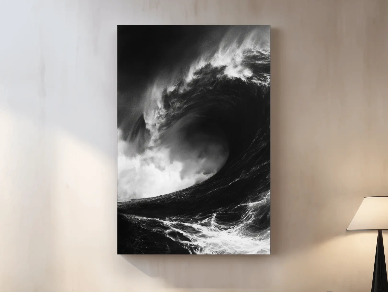 Abstract Crashing Wave Drawing - Dramatic Ocean Wall Art