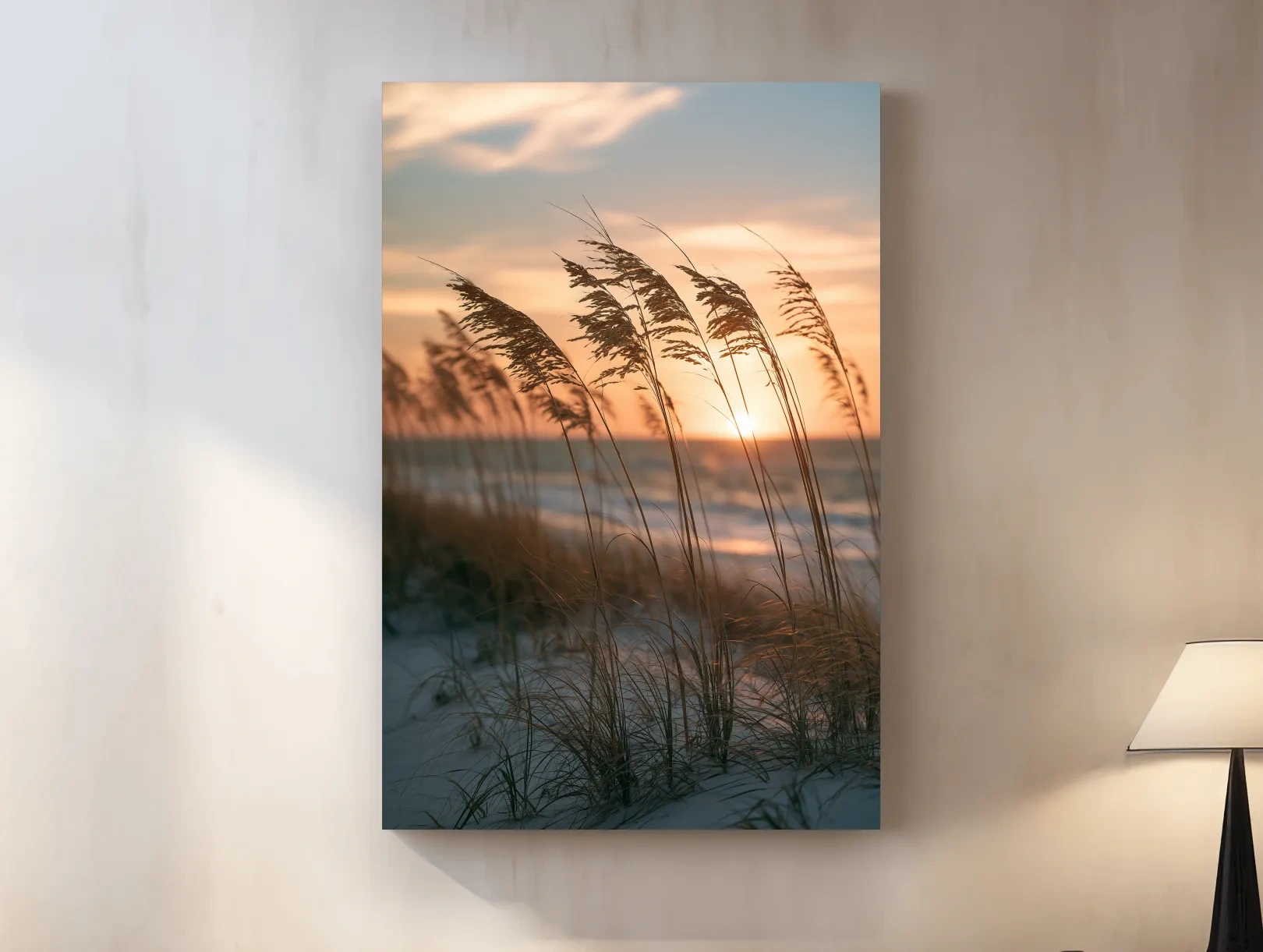Boho Sea Oats at Golden Sunset - Photographic Beach Wall Art