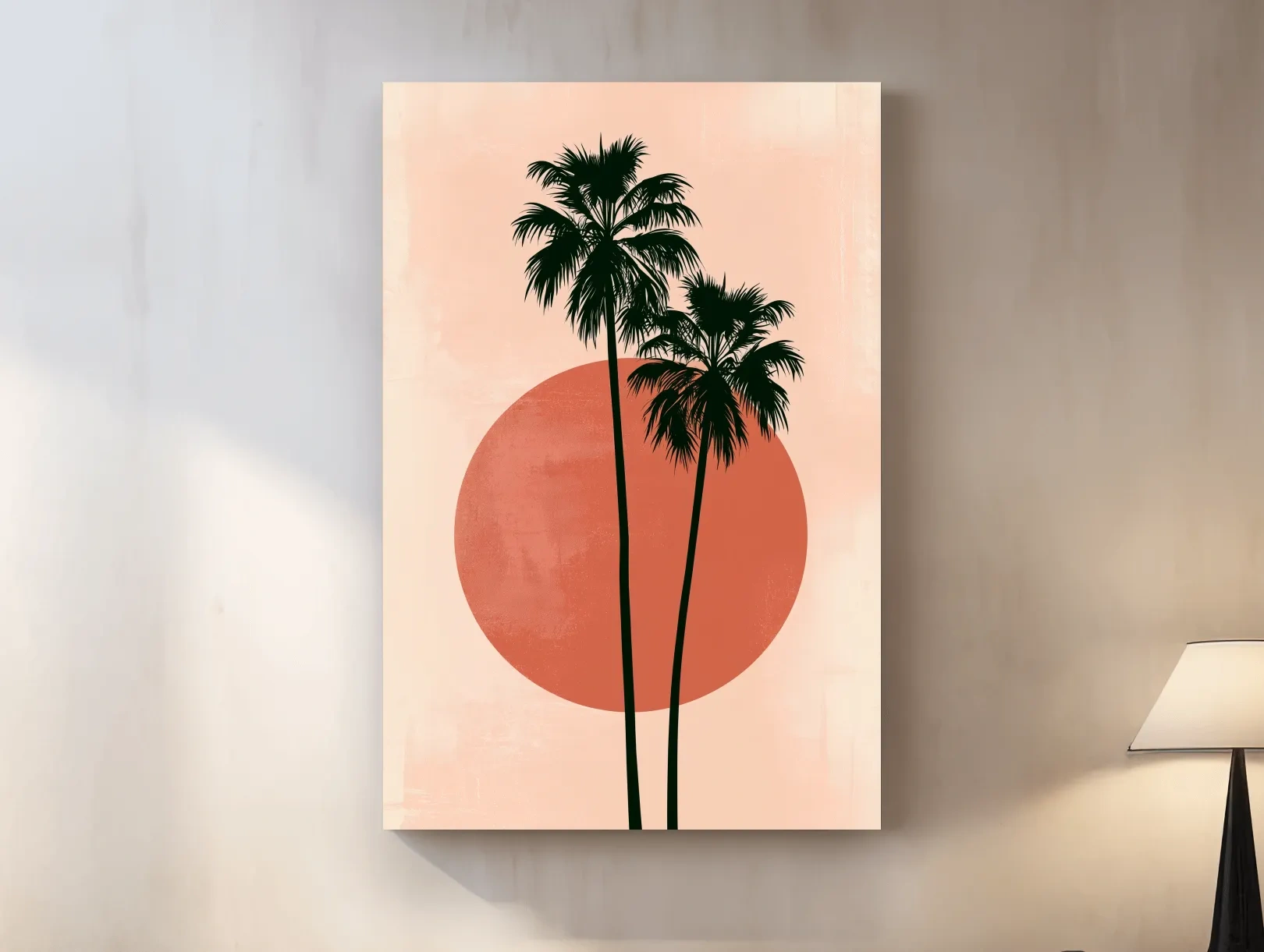 Mid-Century Tropical Palm Silhouette - Minimalist Geometric Wall Art