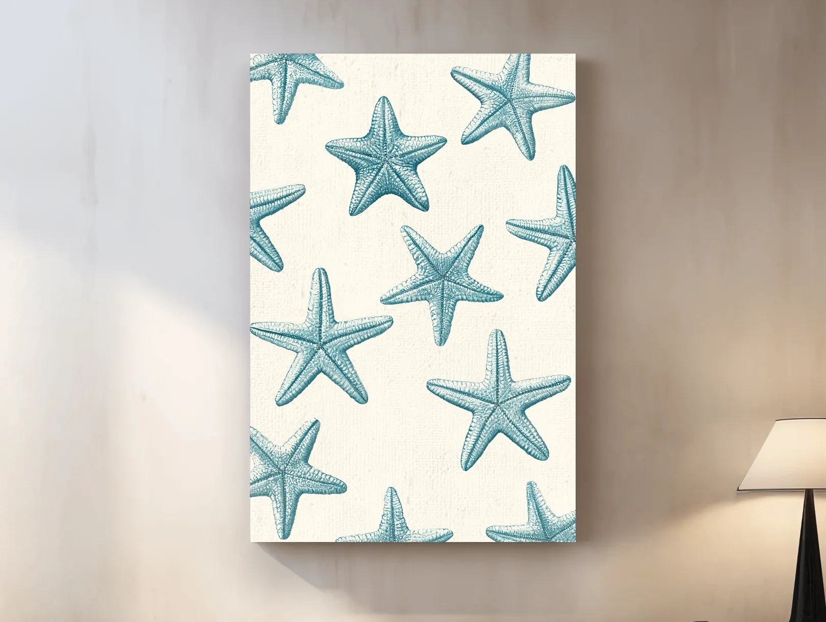 Hamptons Starfish Pattern - Minimalist Marine Life Illustration Wall Art