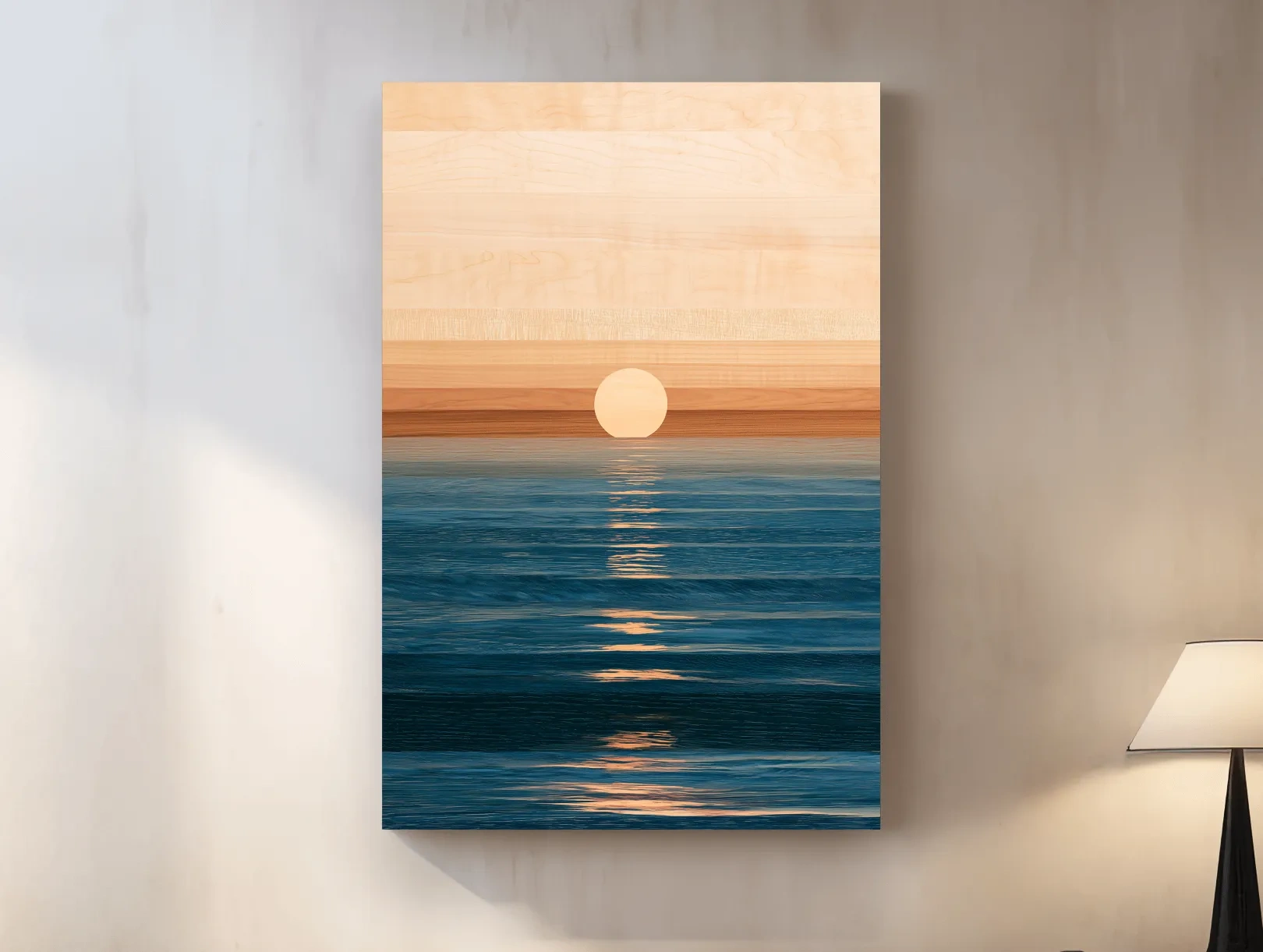 Minimalist Ocean Horizon Sunset - Mixed Media Wall Art