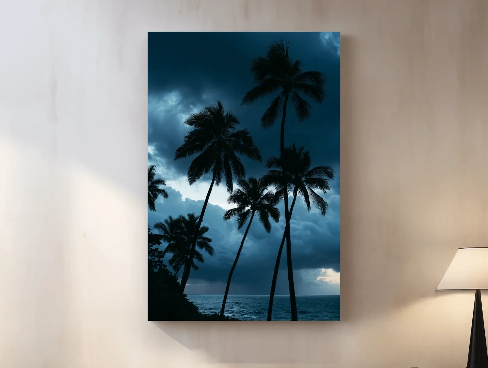 Misty Tropical Palm Trees - Dramatic Ocean Photographic Wall Art