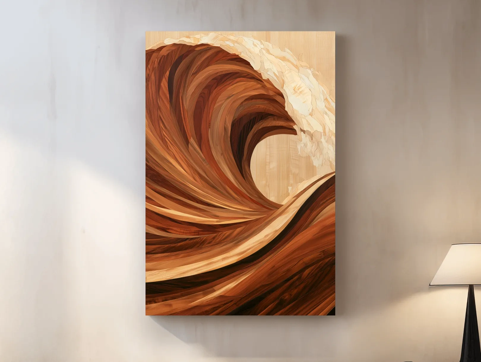 Wood Intarsia Crashing Wave - Ocean Wall Art