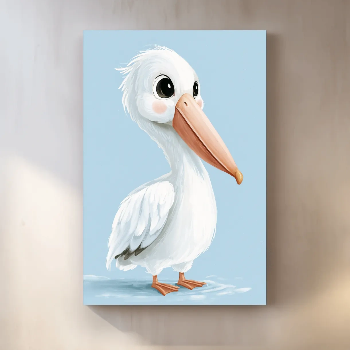 Cute Baby Pelican Painting - Whimsical Nursery Marine Life Art
