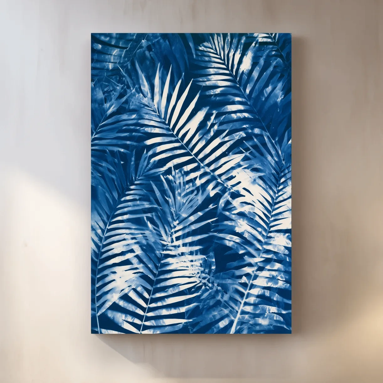 Cyanotype Tropical Fern Leaves - Botanical Illustration Art