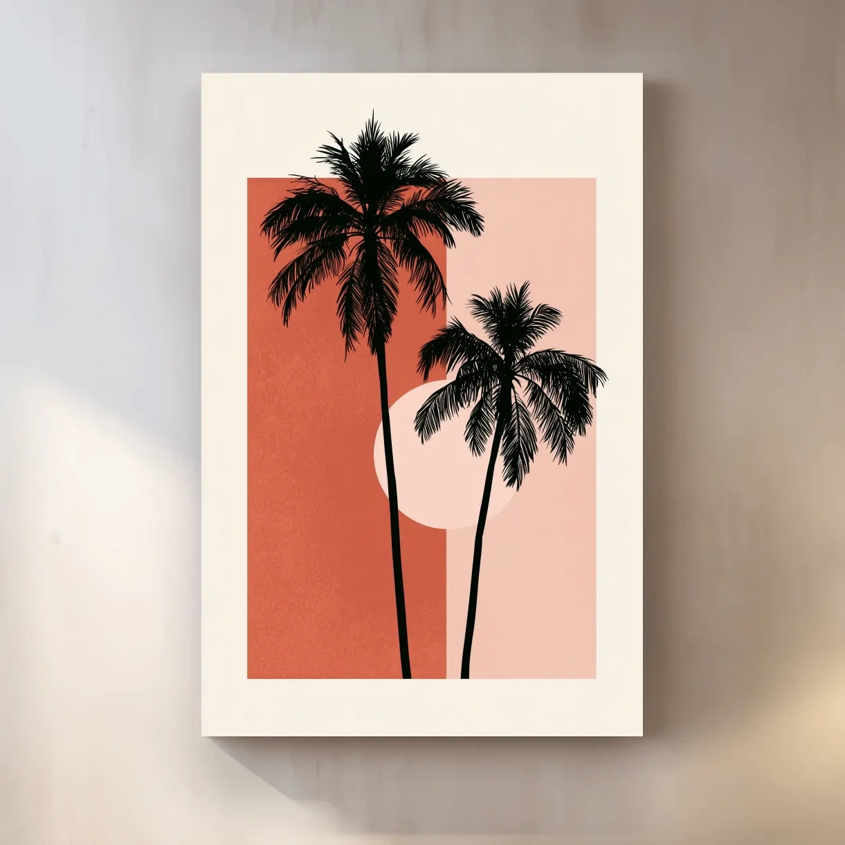 Mid-Century Tropical Palm Silhouette Illustration - Minimalist Geometric Wall Art