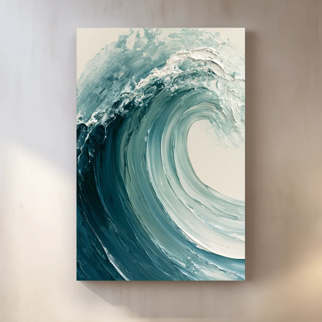 Abstract Crashing Ocean Wave - Impasto Style Coastal Wall Art