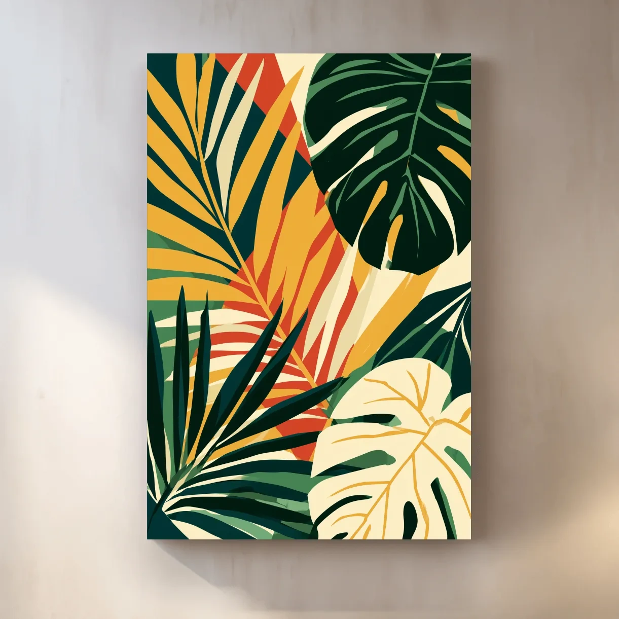 Mid-Century Tropical Palm Leaf Vector Art - Retro Botanical Wall Art