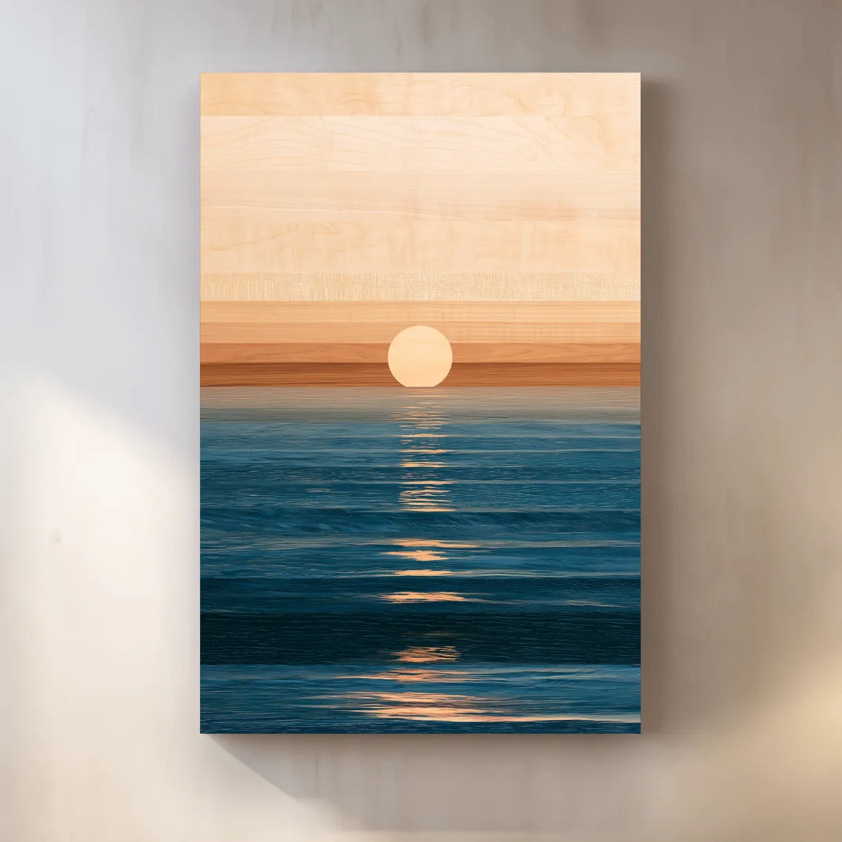 Minimalist Ocean Horizon Sunset - Mixed Media Wall Art