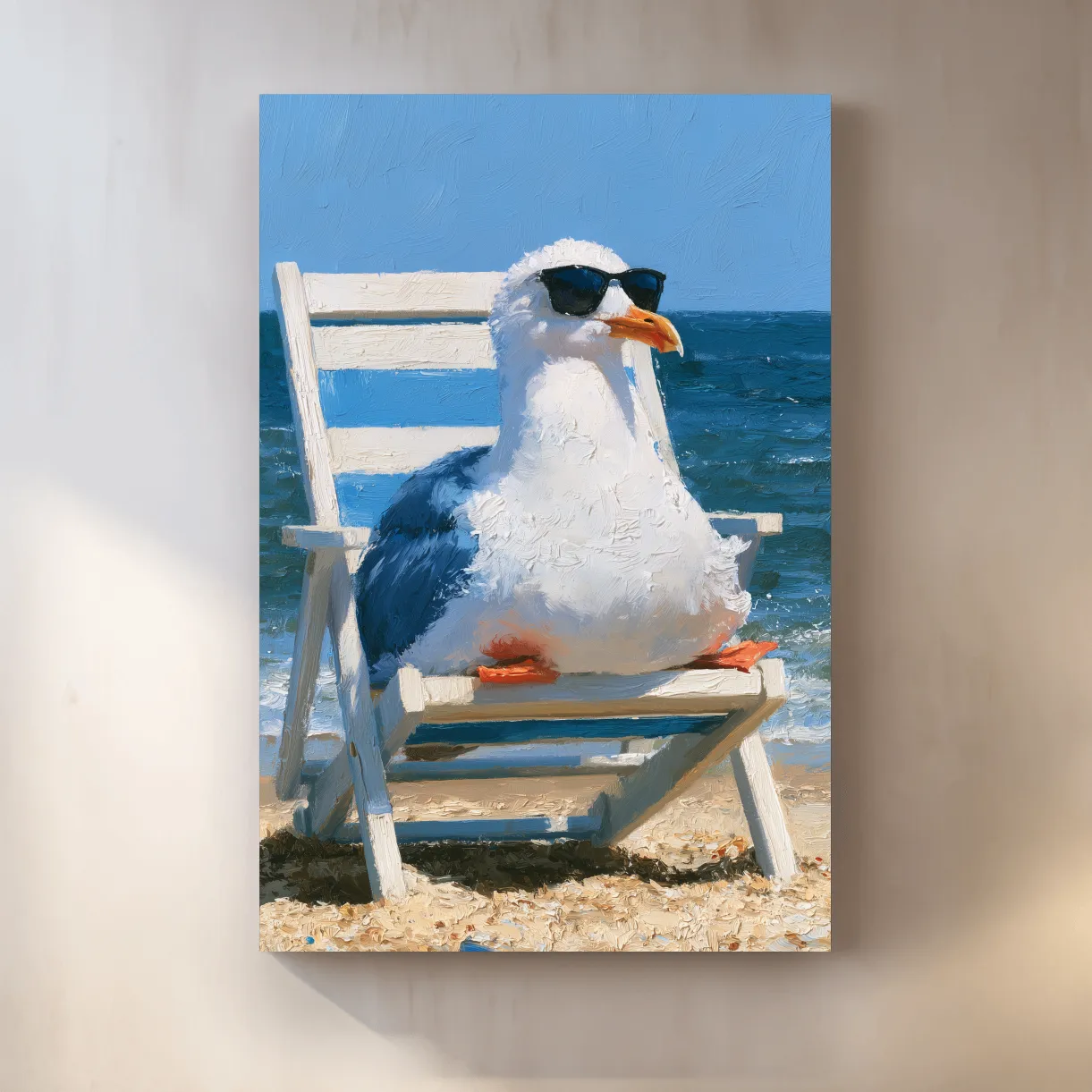 Quirky Seagull In Sunglasses Painting - Ocean Birds Wall Art