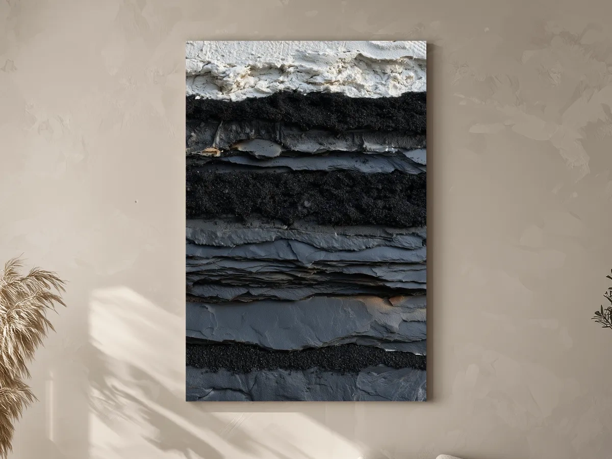 Layered Stone and Sand Strata - Abstract Mixed Media Wall Art
