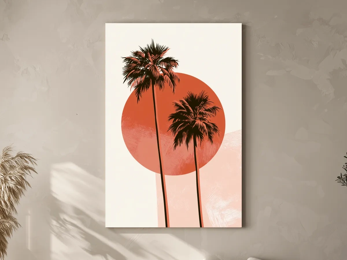 Mid-Century Tropical Palm Trees - Minimalist Geometric Wall Art
