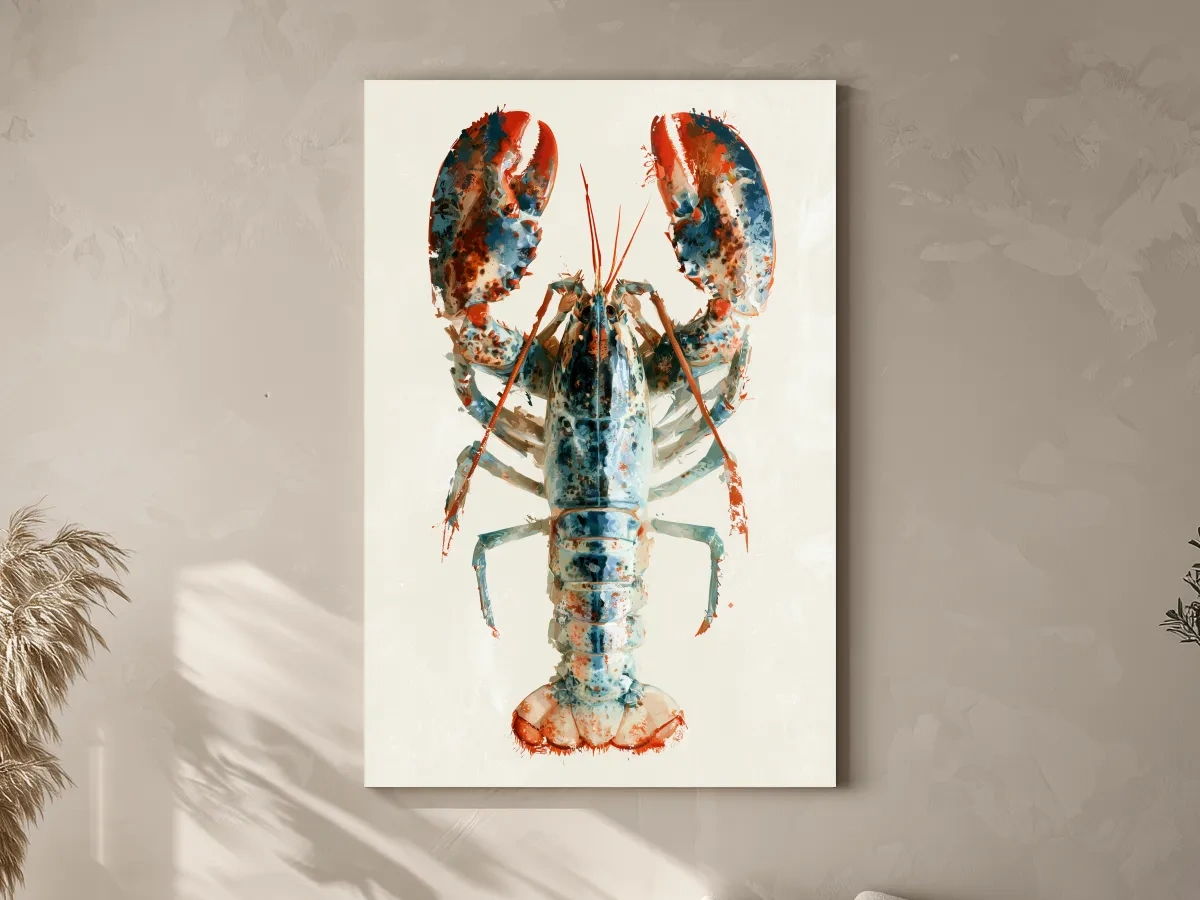 Minimalist Lobster Illustration - Coastal Marine Life Wall Art