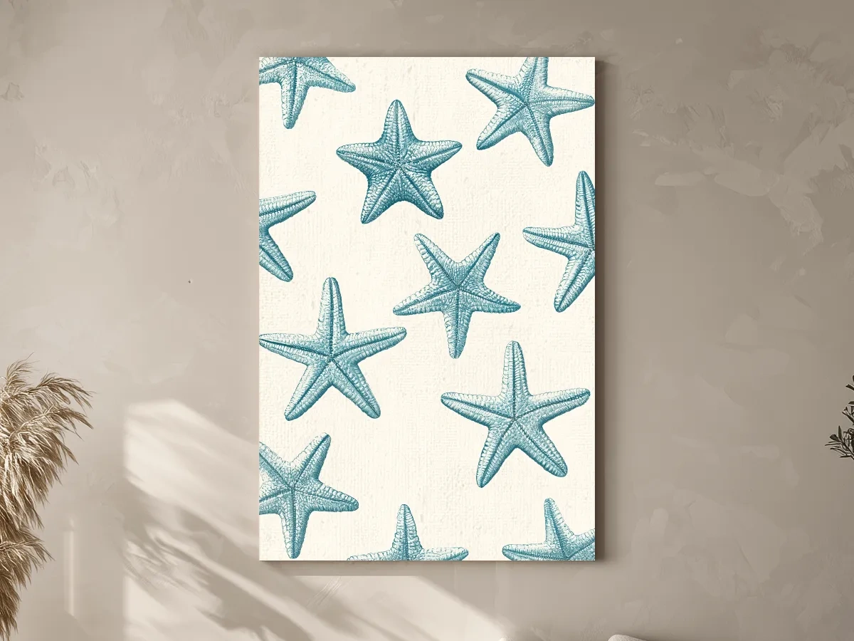Hamptons Starfish Pattern - Minimalist Marine Life Illustration Wall Art