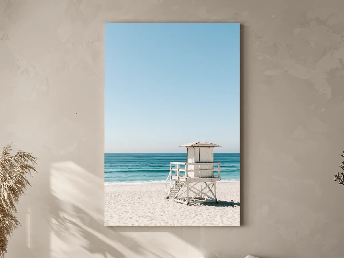 Minimalist Pastel Lifeguard Tower - Hamptons Photographic Wall Art