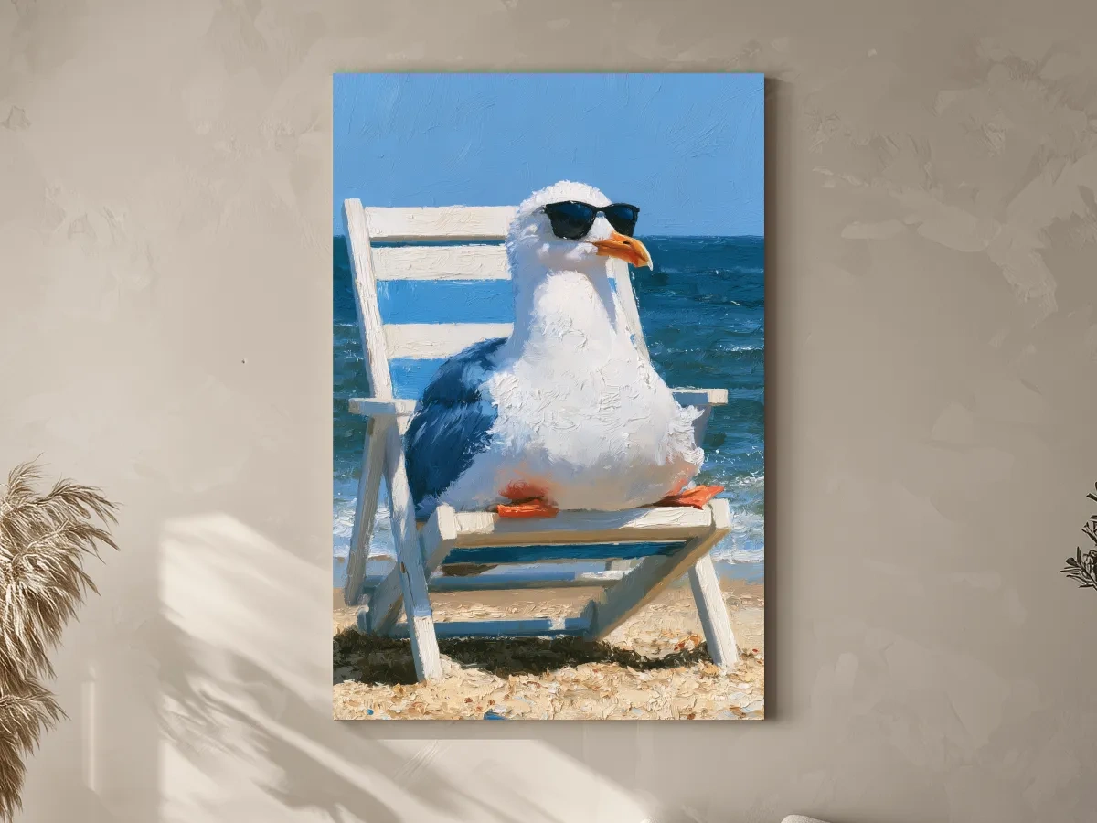 Quirky Seagull In Sunglasses Painting - Ocean Birds Wall Art