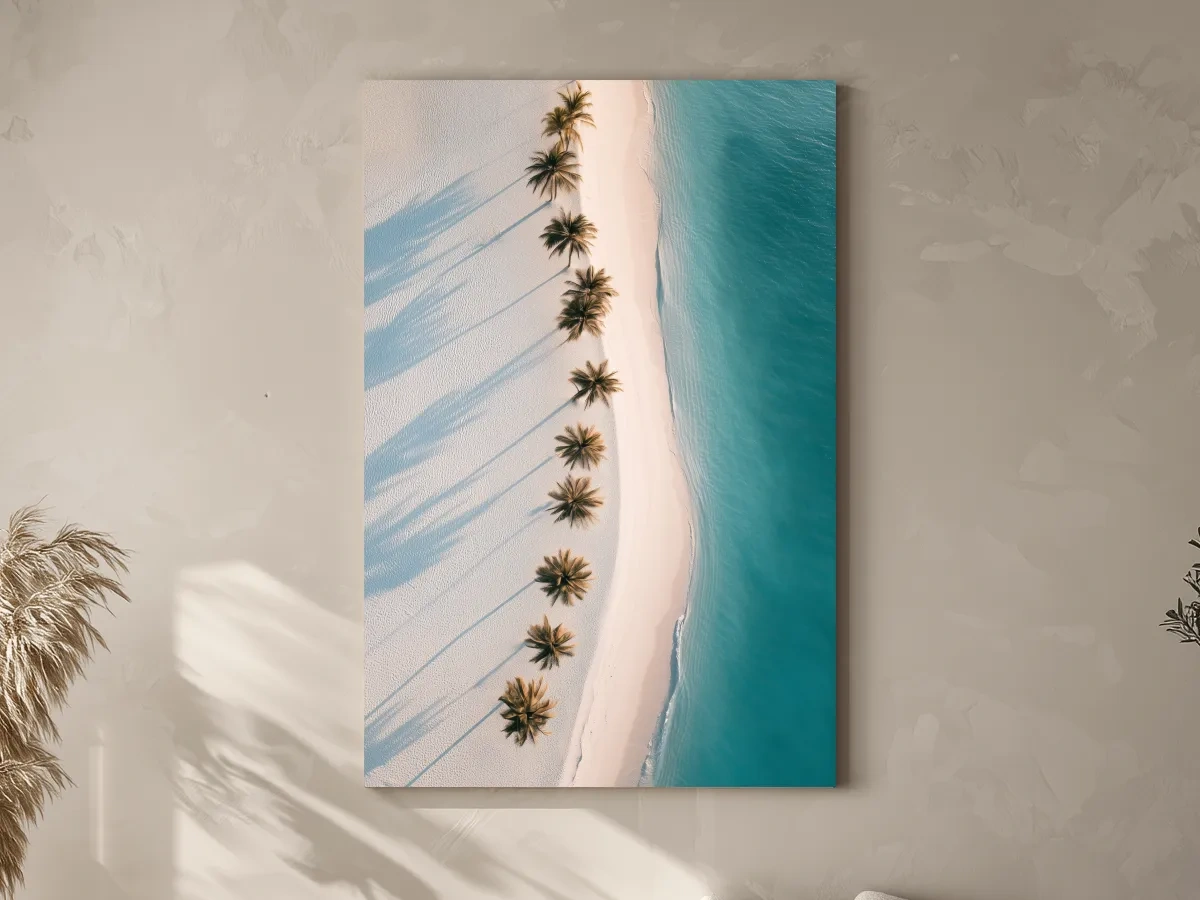 Aerial Tropical Palm Beach - Minimalist Photographic Wall Art