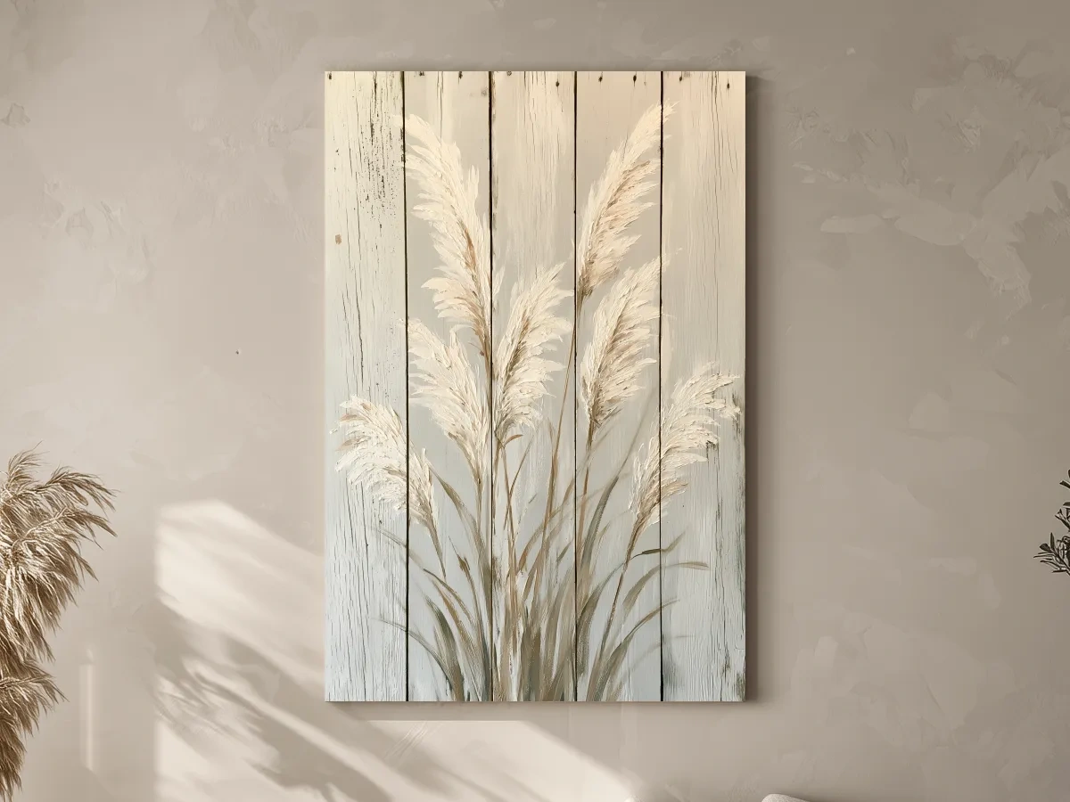 Rustic Pampas Grass Painting - Coastal Botanical Wall Art